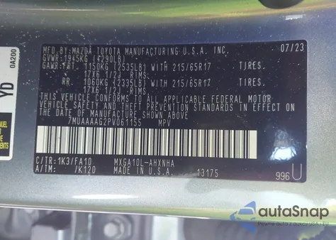 2023 Toyota Corolla Cross L from USA, damaged, VIN 7MUAAAAG2PV061155